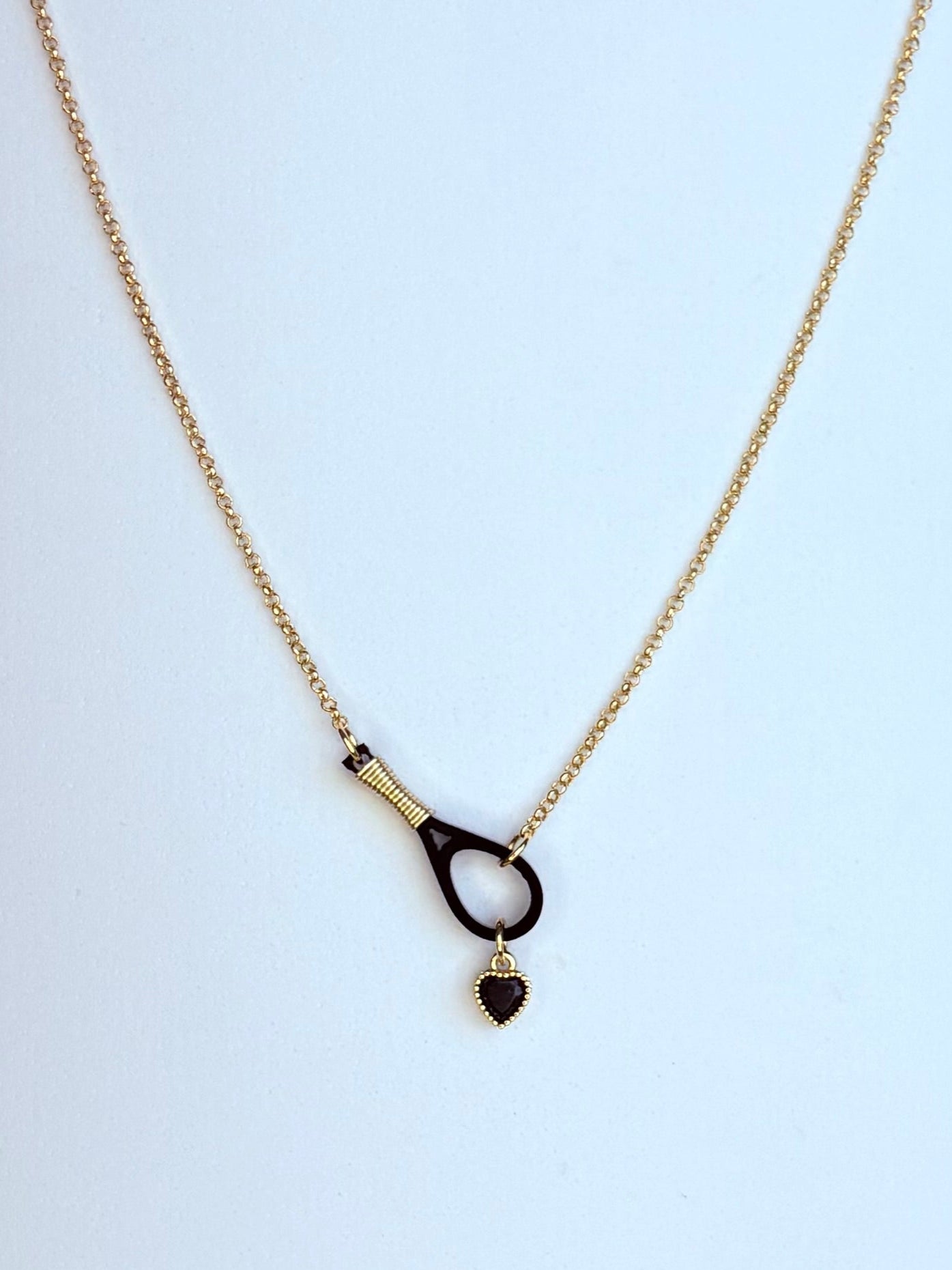 ๐พ "Black Ace" Tennis Racquet Necklace - Large Racquet - 22 inches long - SKU # 5200032