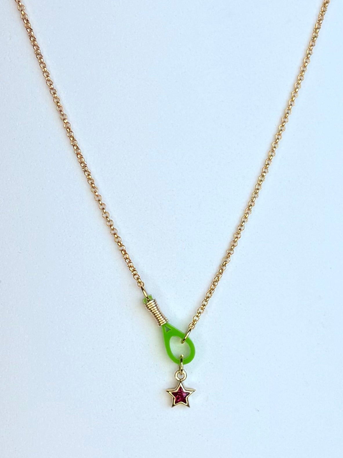 πΎ "Neon Green Ace" Tennis Racquet Necklace - Small Racquet - 21 inches long - SKU # 5200021