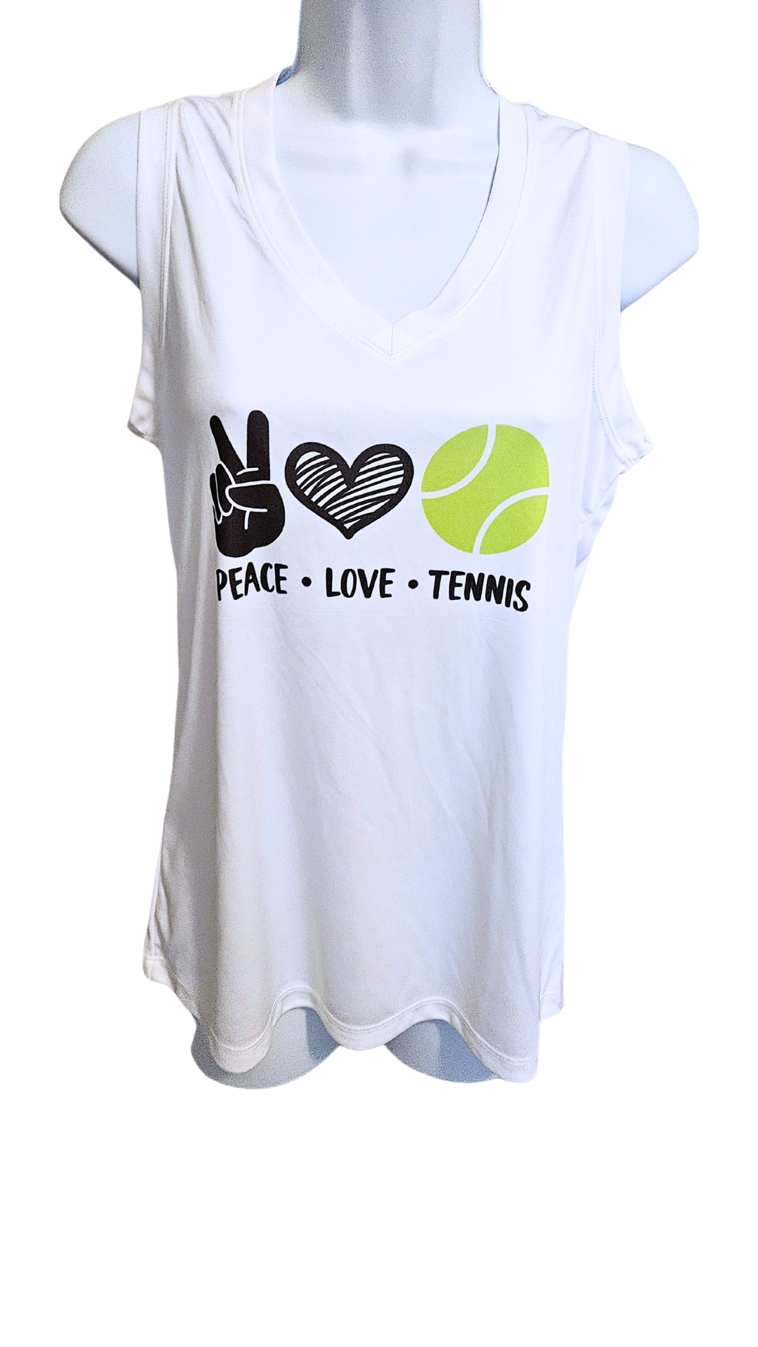 Sport-Tek - Peace·Love·Tennis - Women's Sleeveless Dri-fit Tee - XS - SKU # 509021