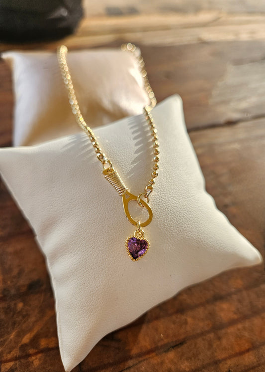 🎾 "Purple Heart Ace" Tennis Racquet Necklace - Small Racquet - 17 inches long SKU 5200044