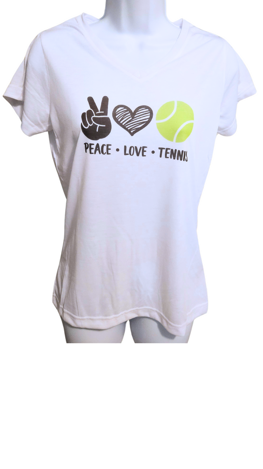 Sublivie -  Peace·Love·Tennis Women's Polyester T-shirt - Available S/M/L - SKU # 509026